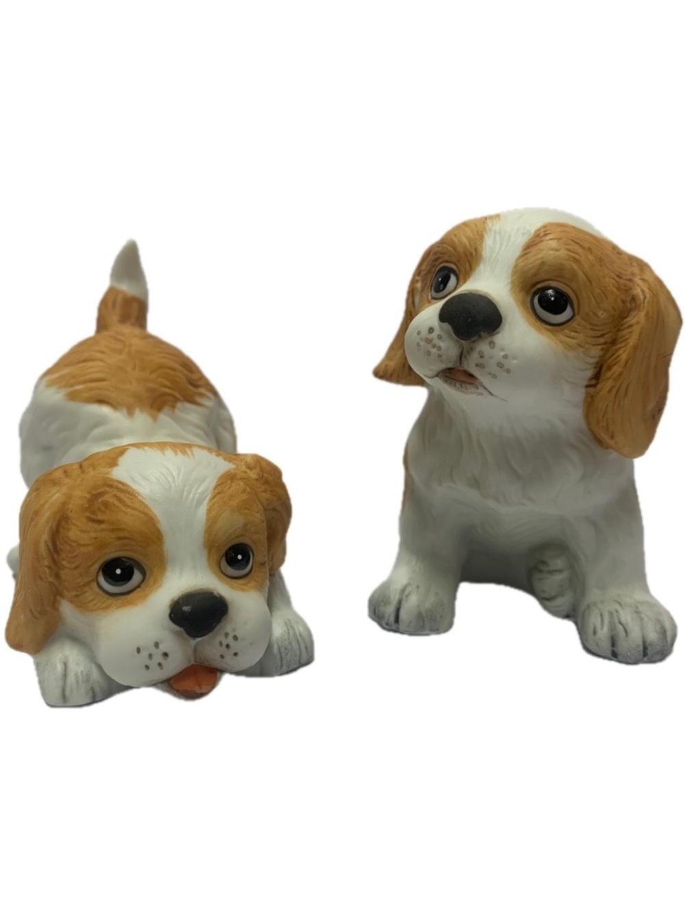 Vintage HOMCO Puppy Figurines Set 1407 Bisque Porcelain Dogs